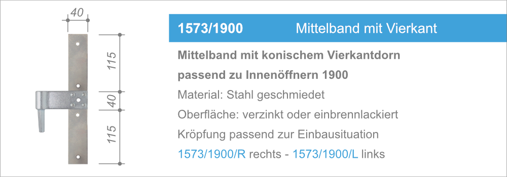 1573/1900 Mittelband mit Vierkant